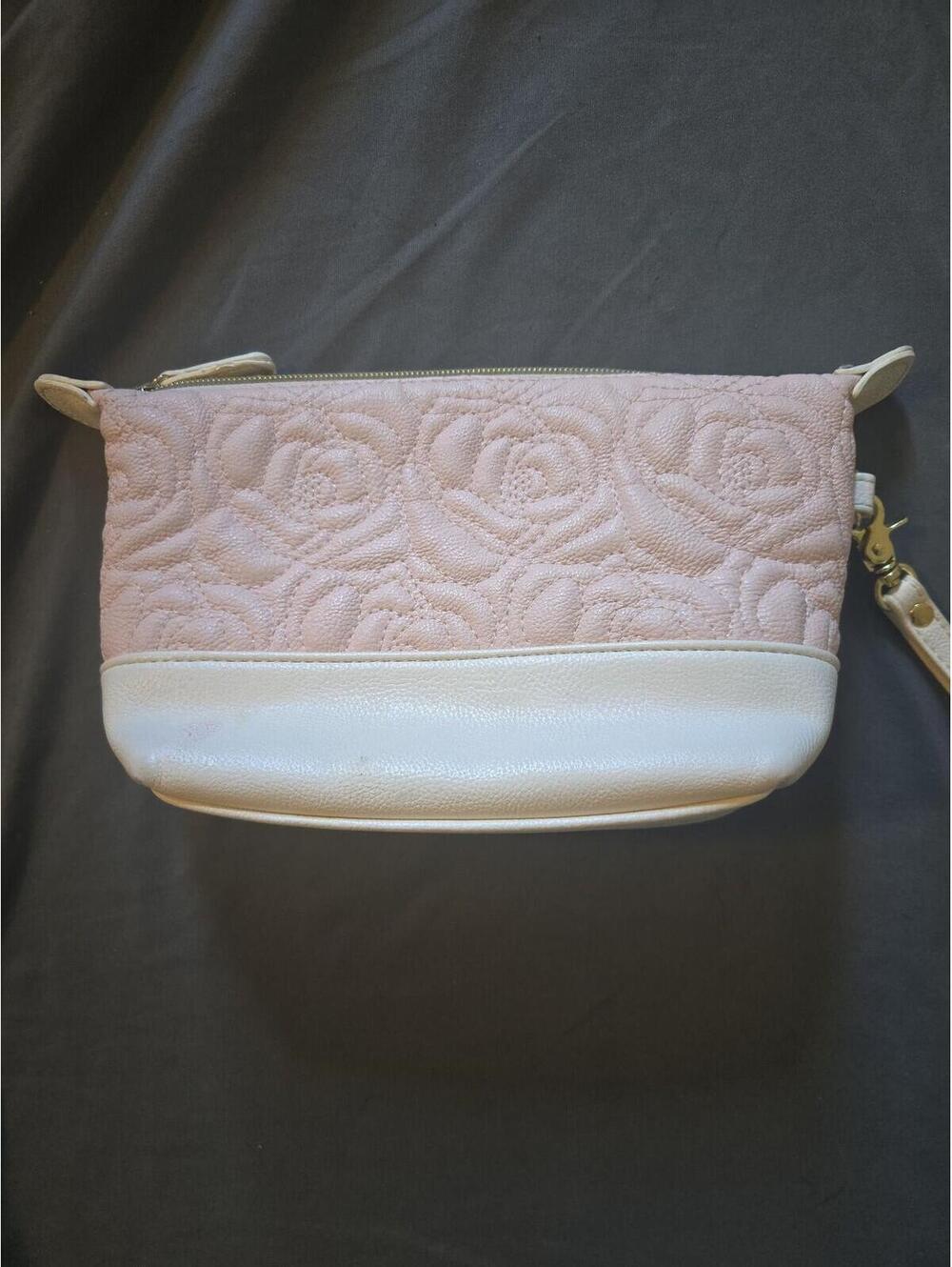 Betsey Johnson Rose Quilted Wristlet Pouch in Pastel Pink & Cream - Picture 2 of 6